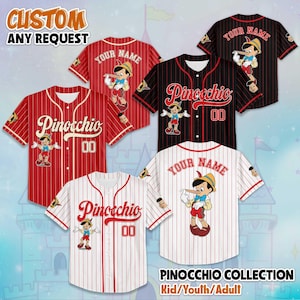 Custom Pinocchio Collection Baseball Jersey, Disney Pinocchio Jersey, Disneyland Baseball Team Outfit, Birthday Gift For Fans
