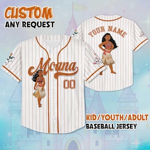 Personalisierte Moana Baseball Jersey, Benutzerdefinierte Disney Prinzessin Moana Jersey, Disneyland Baseball Team Outfit, Geburtstagsgeschenk