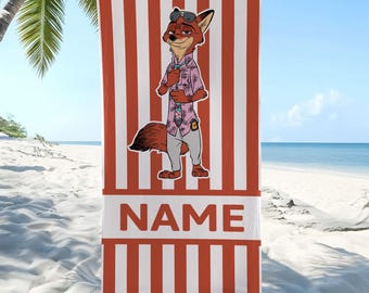 Custom Nick Wilde Beach Towel, Disney Zootopia 2 Summer Beach Towel, Custom Disney, Kids towel, Summer Gift, Disneyland Trip