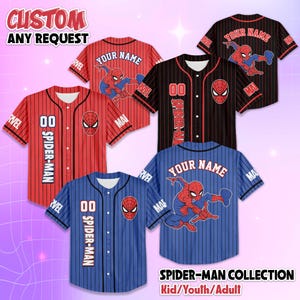 Personalized Spider-Man Baseball Jersey, Custom Superhero Fan Gift