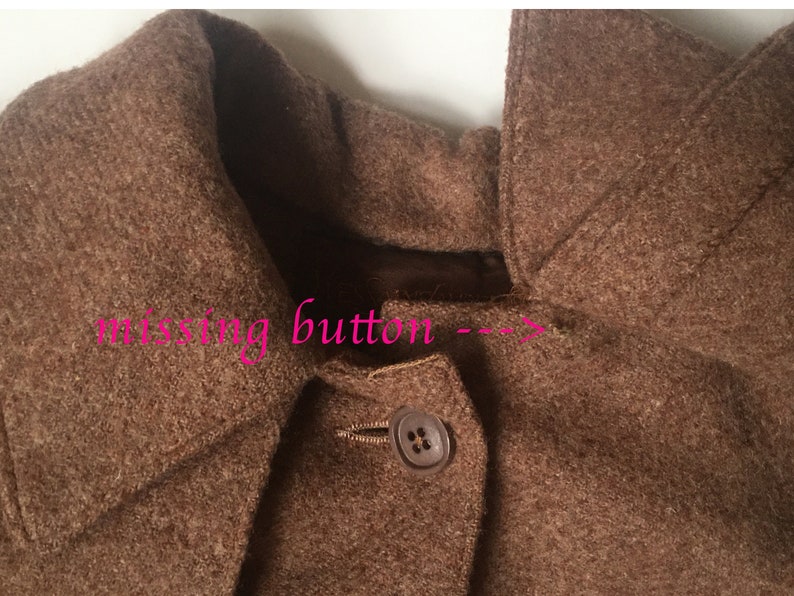 vintage YSL, 1970s Yves Saint Laurent Tawny Brown Wool Cape overcoat, coat, jacket, outerwear osfm, small, medium, large image 9