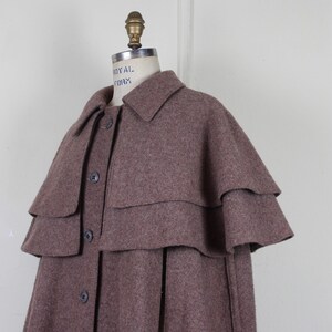 vintage YSL, 1970s Yves Saint Laurent Tawny Brown Wool Cape overcoat, coat, jacket, outerwear osfm, small, medium, large image 5