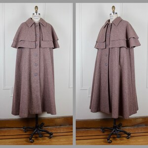 vintage YSL, 1970s Yves Saint Laurent Tawny Brown Wool Cape overcoat, coat, jacket, outerwear osfm, small, medium, large image 2