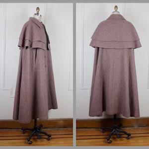 vintage YSL, 1970s Yves Saint Laurent Tawny Brown Wool Cape overcoat, coat, jacket, outerwear osfm, small, medium, large image 4