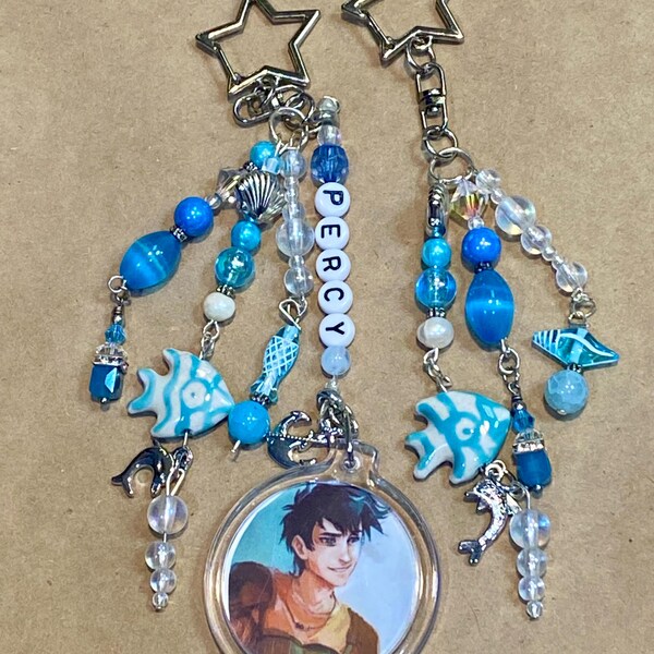 Limited edition custom Percy Jackson Inspired keychain beads trinkets charms Percy 2 options