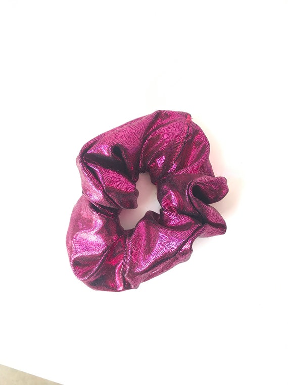 Hot Pink Metallic Scrunchies Hair Tie Bun Holder Hair Etsy