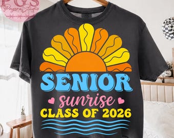 Senior Sunrise 2026 PNG: Diseño de camiseta de graduación estilo boho retro (Descarga digital)