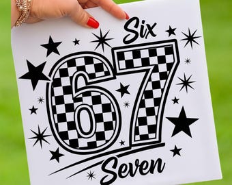 Checkered Number 67 SVG PNG Clipart (Digital Download)