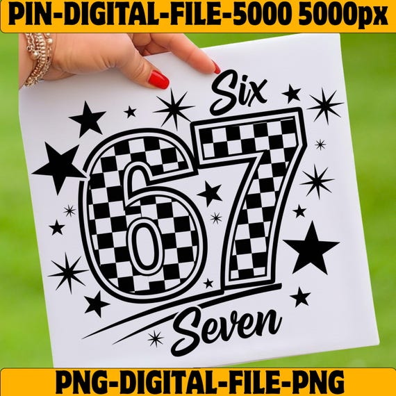 Checkered Number 67 SVG PNG Clipart (Digital Download)