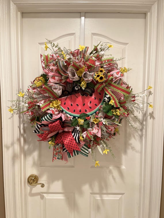 Watermelon Summer Wreath: Handmade Floral Door Hanger