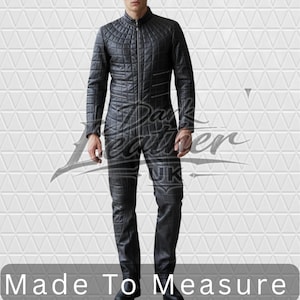 Men's Real Leather Spider Web Quilted Jumpsuit – Custom Motorcycle Biker Racing Suit image 1