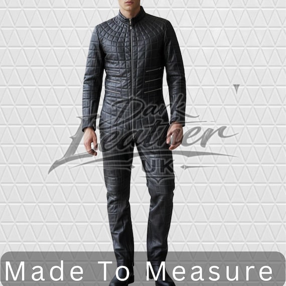 Men's Real Leather Spider Web Quilted Jumpsuit – Custom Motorcycle Biker Racing Suit