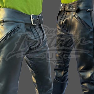 Real Black Cowhide Leather Convertible Chaps Pants – Zip-Off Panel, Custom Size Available