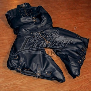 Custom Made Padded Black Leather Full Body Cover, Zipper Closure Garment