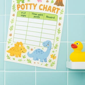 Tableau des routines de propreté pour enfants (téléchargement numérique) Lot de tableaux d'apprentissage de la propreté – Dinosaure fleuri et thèmes dinosaures classiques