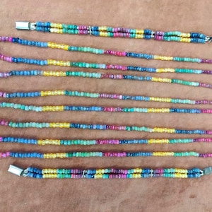 Natural gemstone strand necklace, natural ruby emerald sapphire beaded strand, gemstone beaded Bracelets, rainbow multicolor strand