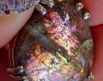 Purple Haze Necklace 925 Silver Tourmaline, Sunstone Lattice pendant, meteor shower Galaxy women rare natural whimsical starry celestial