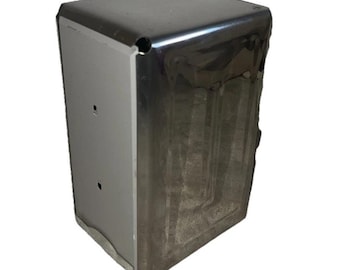 Napkin Dispenser Restaurant Ware Chrome Metal Double Sided 7x4.5x3.5" Vintage