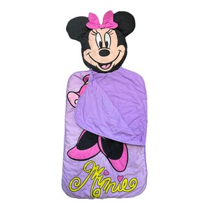 Disney Sleeping Bag Girls Minnie Mouse Purple 52x22" Vintage image 2