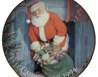 Jul 1994 Minnessakstallrik Jultomten Amerikanska Hälsningar Glöm mig Inte 8"