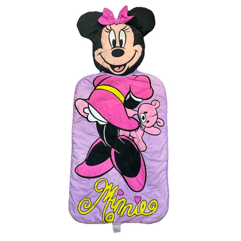 Disney Sleeping Bag Girls Minnie Mouse Purple 52x22" Vintage image 1