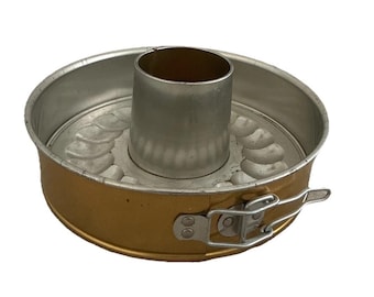 Vintage springvorm met verwijderbare bodem, goudkleurig 9"
