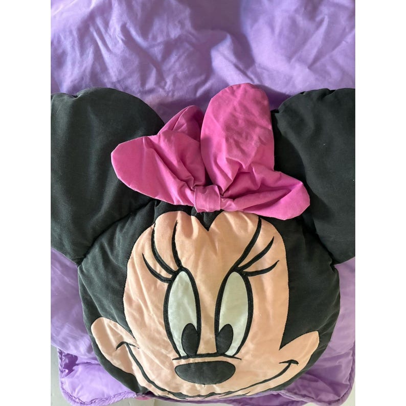 Disney Sleeping Bag Girls Minnie Mouse Purple 52x22" Vintage image 9