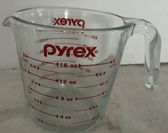 Pyrex Messbecher 2 Becher Glas Offener Griff Rote Beschriftung 500 ml