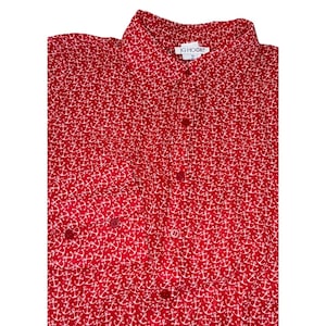 Vtg JG Hook Blouse Women's 10 Red Anchor Print Career Academia Coast Nautical