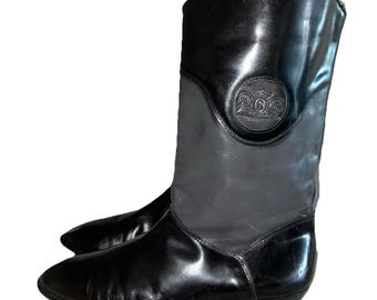 Botas Stracam para mujer, talla 9, color negro y gris, charol, estilo western cowboy, fabricadas en Italia.