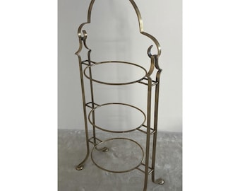 Vintage Cake Tea Stand  3 Tier Brass 22H x 10W x 6D
