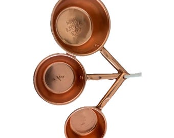 Vintage Copper Plated Measuring Cup Set Of 3 (1/3, 1/2, 1 cup)