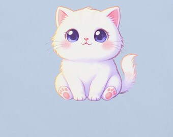 Camiseta de gato anime kawaii con gráfico pastel