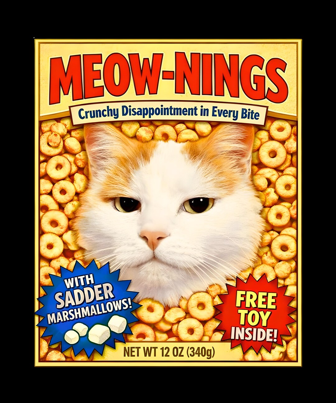 Funny Cat Cereal Box Parody T-shirt, Crunchy Disappointment - Etsy ...