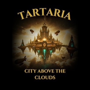 Camiseta Epic Tartaria Sky City, Camiseta Floating Steampunk Empire, Gráfico Vintage Retro Futurista de Civilización Perdida, Camiseta Ciudad sobre las Nubes