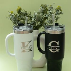 Personalized 40 oz Tumbler with Straw: Engraved Stainless Steel Insulated Cup