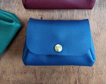 Blue Leather coin purse for woman