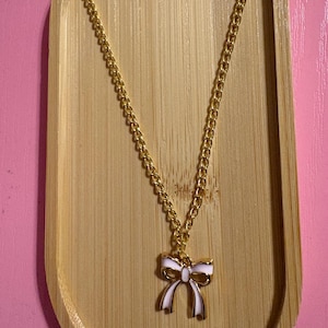 Pink Bow Charm Necklace
