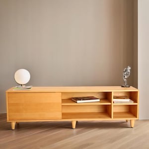 Rustic Pine TV Stand, Handmade Solid Wood Buffet, Low Storage Cabinet for Dining or Living Room, Wall Mounted Cabinet Under Tv,Tv Cabinet