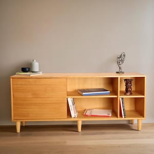 Tv Console With Record Storage, Media Cabinet For Record Player, Side Boards For Living Room, Living Room Furniture, Tv Stand Media Center