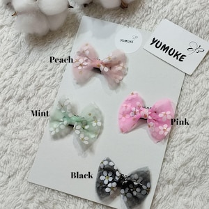 Floral Mesh Bow Clips for Baby Girls – Lightweight Hair Clips for Fine Baby Hair