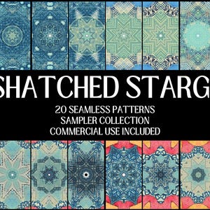 Crosshatched Stargazers Seamless Patterns Collection (20 Designs) (Digital Download)