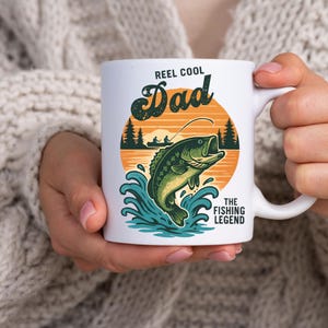 Reel Cool Dad Fishing Retro Mug, Fishing Gift for Dad, Fishing Daddy Coffee Mug, Father&#39;s Day Gift, Gift for Dad, Dad Life Coffee Mug