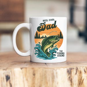 Reel Cool Dad Fishing Retro Mug, Fishing Gift for Dad, Fishing Daddy Coffee Mug, Father&#39;s Day Gift, Gift for Dad, Dad Life Coffee Mug