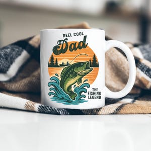 Reel Cool Dad Fishing Retro Mug, Fishing Gift for Dad, Fishing Daddy Coffee Mug, Father&#39;s Day Gift, Gift for Dad, Dad Life Coffee Mug