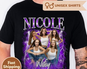Unisex Comfort Colors Custom Face Shirt, Custom Photo T-shirt, Funny Custom Gift, Bootleg Rap Girlfriend Shirt, Personalized Couples T-Shirt