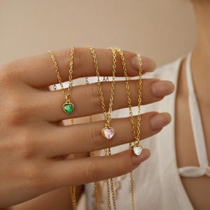 18K Gold Plated Heart Necklace: Crystal Pendant, Minimalist Jewelry