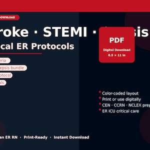 ER nurse cheat sheet | stroke stemi sepsis protocols | critical care quick reference | ICU emergency nursing PDF | nursing gift