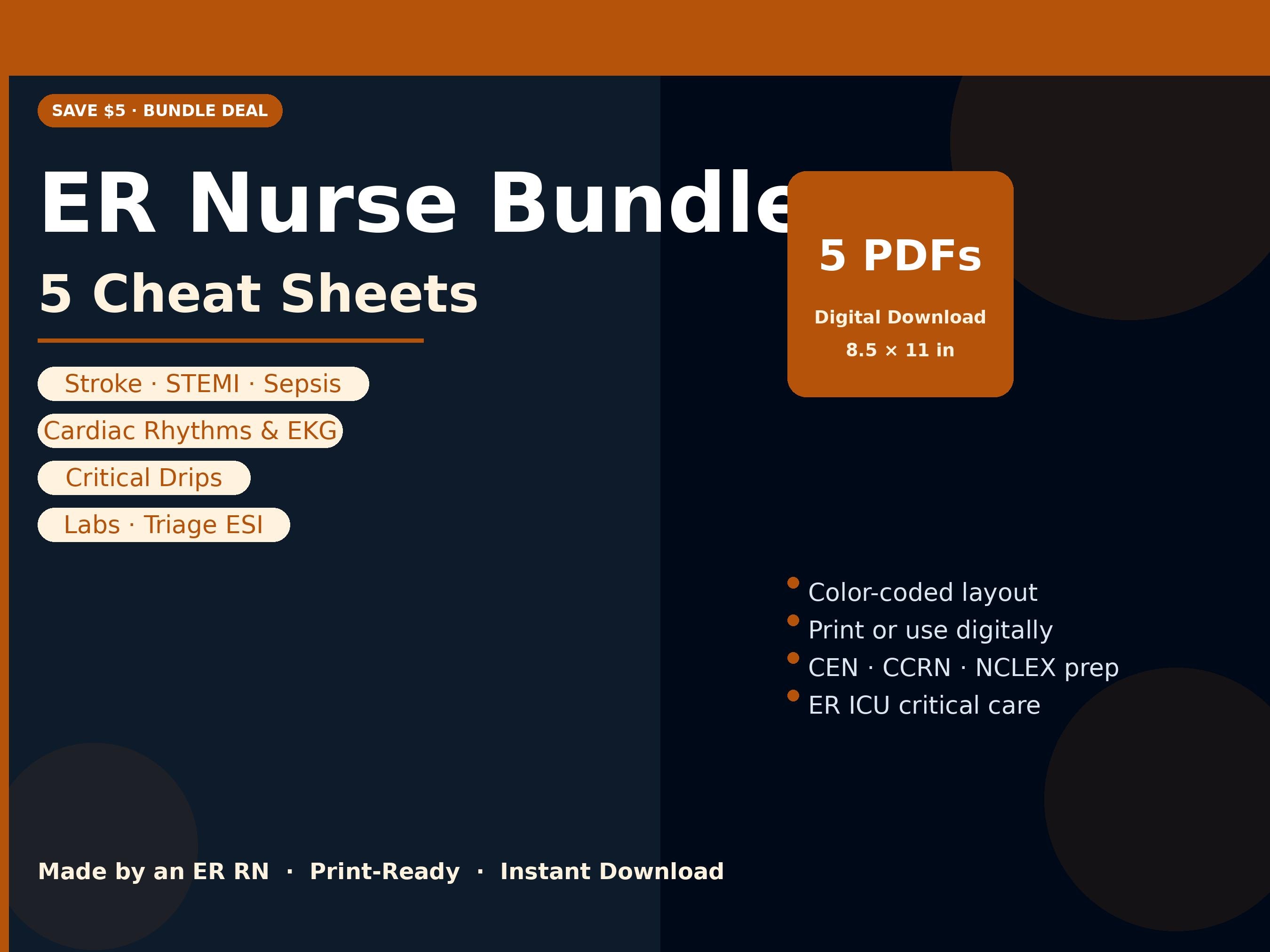 ER Nurse Cheat Sheet Bundle | 5 Critical Care Quick Reference Pdfs ...