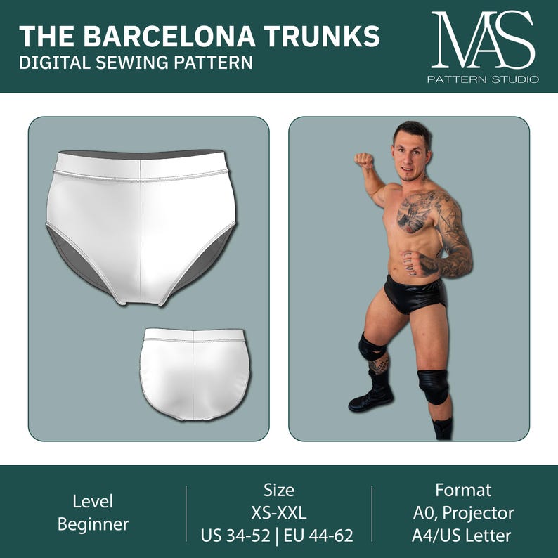 Trunks Design Pattern The Barcelona Trunks | Digital Sewing Pattern | Wrestling | Cosplay ...